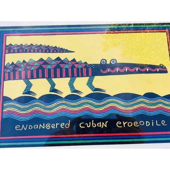 1991 Framed Prints Made Haiti Graphique de France Graphic Elephant Polar Bear - Picture 4 of 12